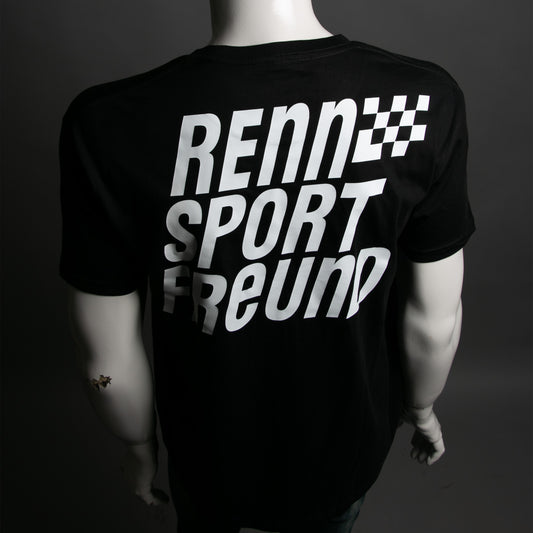 schwarzer T-Shirt mit einem druck auf dem rücken in weiss der marke RENNSPORTFREUND