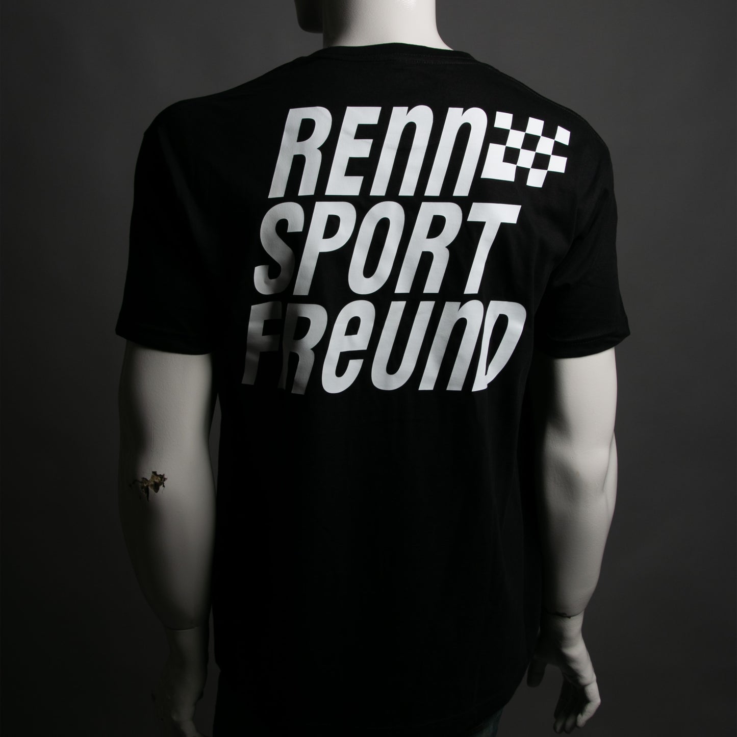 schwarzer T-Shirt mit einem druck auf dem rücken in weiss der marke RENNSPORTFREUND